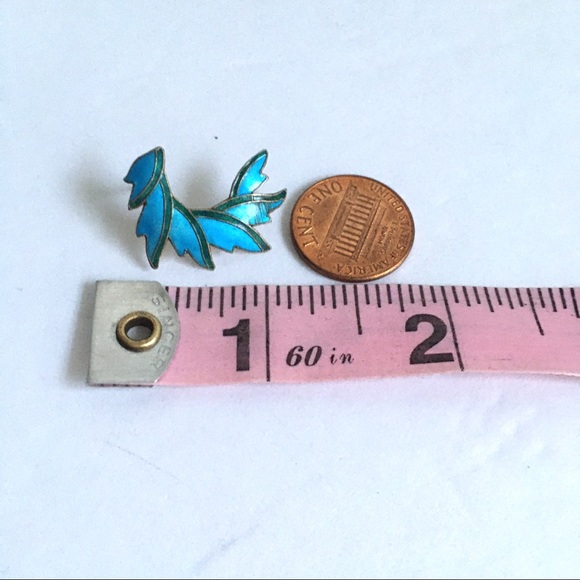 Vintage Turquoise Enamel Earrings Ear Climber Blue - Picture 7 of 7